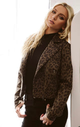 In The Wild Olive Leopard Faux Suede Moto Jacket