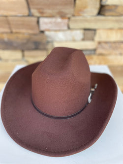 Coffee Brown Cowgirl Hat w/Brown Buckle Band and Adjustable Fit