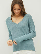 Jade Heathered V-Neck Sweater Top