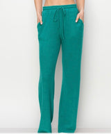 Teal Hacci Super Soft Straight Leg Loungewear Pants w/Drawstring Tie Waste & Pocket’s