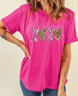 XOXO Glitter Hearts Rose Pink Graphic Tee