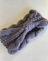 Gray Cable Knit Twisted Winter Headband