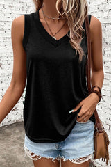 Jet Black V-Neck Relax Fit Tank Top