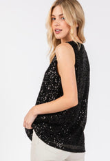 Glamour Black Sequins Tank Top