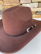 Coffee Brown Cowgirl Hat w/Brown Buckle Band and Adjustable Fit