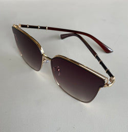 Luxe Brown Frame Square Sunglasses