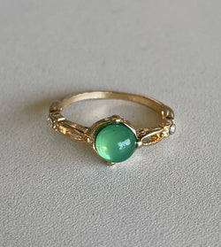 Gold Infinity Band w/Green Stone Ring