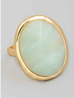 Seascapes Semi Precious Oval Stone & Gold Adjustable Ring