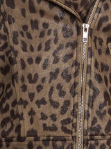 In The Wild Olive Leopard Faux Suede Moto Jacket