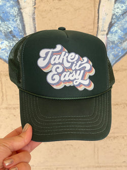 Take it Easy Forest Green Trucker Hat w/Adjustable Fit