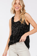 Glamour Black Sequins Tank Top