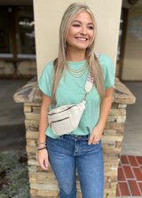 The Baja Mint Exposed Seam Boxy Muscle Top