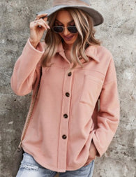 Soft Pink Button Down Shacket w/Front Pocket