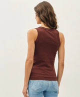 Chocolate V-Neck Ribbed Tank Top