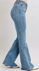 Lainey’s Cowgirl Embriodery Detail Bootcut High Rise Blue Denim Judy Blue Jeans