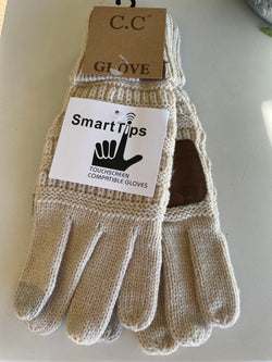 Beige CC Brand Smart Tips Touchscreen Gloves