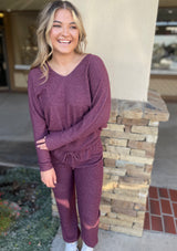 Burgundy Super Soft Long Sleeve V-Neck Sweater