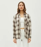 Charcoal & Ivory Ultra Soft Plaid Flannel Top w/Front Pocket