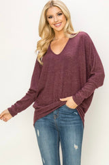 Burgundy Super Soft Long Sleeve V-Neck Sweater