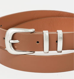 Brown Jean Belt w/Matte Silver Buckle