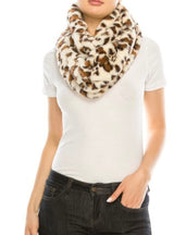 Ivory Leopard Faux Fur Infinity Scarf