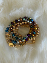 Jewel Tones & Gold Glass Beads Set of 5 Stretch Beaded Bracelets