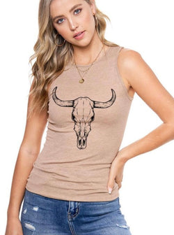 Longhorn Vintage Sand Ribbed Graphic Tank