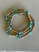 Turquoise & Matte Gold Set of 3 Stretch Beaded Bracelets