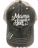 Mama Needs A Beer Embroidered Gray Trucker Hat W/Adjustable Velcro Fit