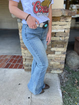 Lainey’s Cowgirl Embriodery Detail Bootcut High Rise Blue Denim Judy Blue Jeans