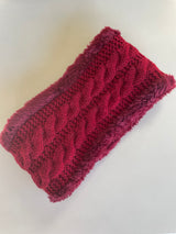 Red Fur & Cable Knit Thick Winter Headband