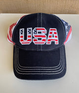 USA Red, White & Blue American Flag Trucker Hat Adjustable Snap Closure