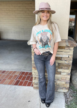 Just A Small Town Girl Khaki Rock N Roll Relaxed Graphic Tee