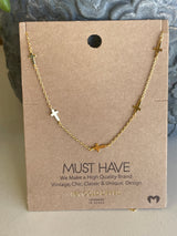 18K Gold Dipped Sideway Crosses on Chain Necklace