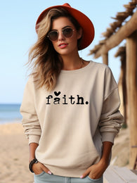 Faith & Heart Natural Cozy Graphic Sweatshirt