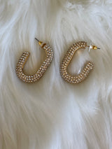 Gold & Rhinestone Bling Huggie Hoop Earrings