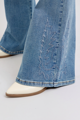 Lainey’s Cowgirl Embriodery Detail Bootcut High Rise Blue Denim Judy Blue Jeans