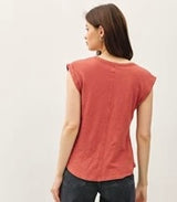 Rust Scoop Neck Cap Sleeve Top