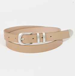 Taupe Jean Belt w/Matte Silver Buckle