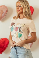 Western Love Khaki Valentines Graphic Tee