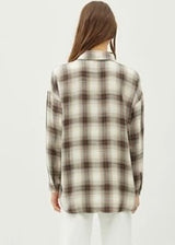 Charcoal & Ivory Ultra Soft Plaid Flannel Top w/Front Pocket