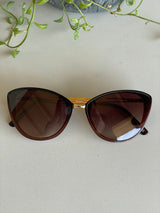 French Designer Collection Brown Cat Eye Sunglasses