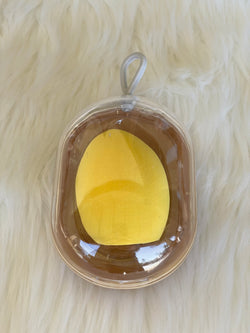 Yellow Powder Puff Makeup Sponge In Portable Ornament Case