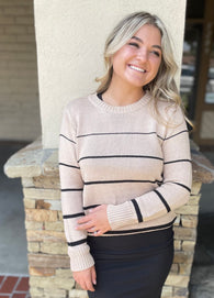 Mocha & Black Stripe Cozy Sweater