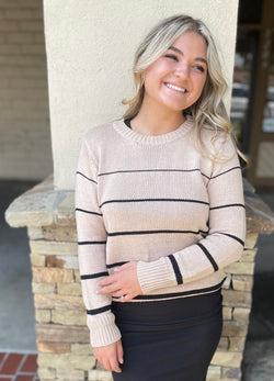 Mocha & Black Stripe Cozy Sweater