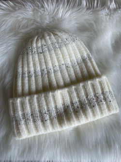 Ivory & Sequins Cuff Beanie