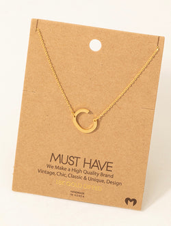 Initial “C” 18K Gold Dipped Sideways Necklace