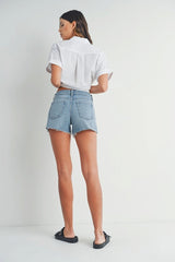 Slightly Distressed Stretch Light Denim Shorts by Just USA