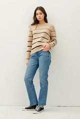 Mocha & Black Stripe Cozy Sweater