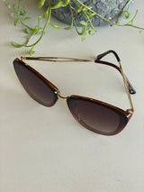 French Designer Collection Brown Cat Eye Sunglasses